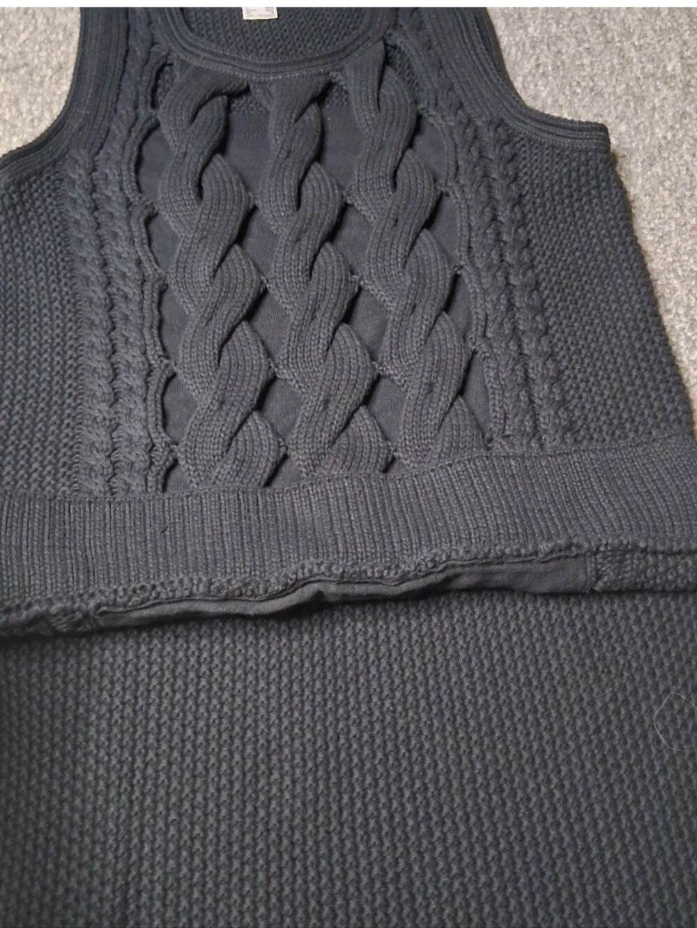 VENUS Womens Black Cable Knit Sleeveless Hi-Low Tunic Sweater M - Picture 7 of 14